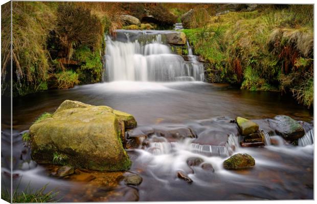 Grindsbrook Waterfalls                             Canvas Print by Darren Galpin