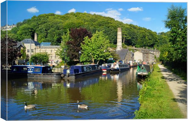 Hebden Bridge  Rochdale Canal                 Canvas Print by Darren Galpin