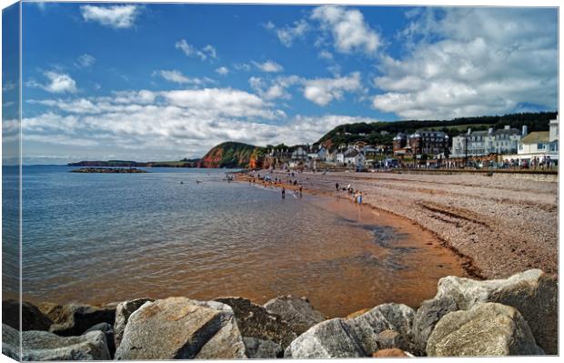 Sidmouth Seafront and Beach                        Canvas Print by Darren Galpin