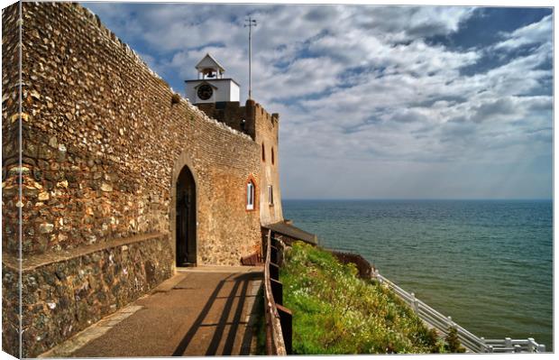 Clock Tower at Jacobs Ladder,Sidmouth              Canvas Print by Darren Galpin