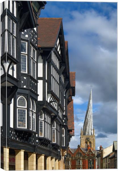 Crooked Spire and Tudor Architecture in Chesterfie Canvas Print by Darren Galpin