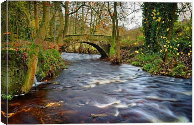 River Rivelin & Roscoe Bridge                      Canvas Print by Darren Galpin