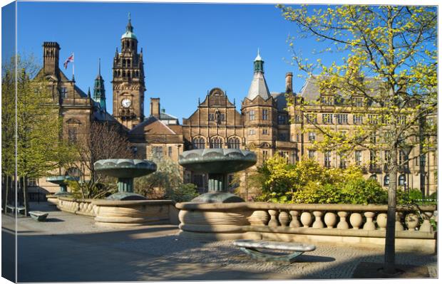 Sheffield Town Hall & Entrance to Peace Gardens Canvas Print by Darren Galpin