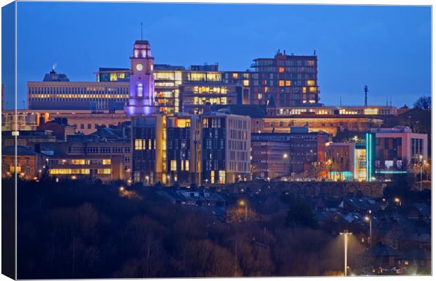 Barnsley Town centre at Night Canvas Print by Darren Galpin