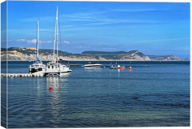 Yachts in Lyme Bay Canvas Print by Darren Galpin