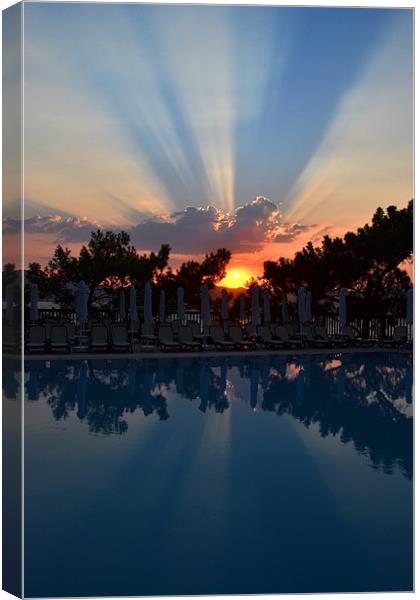 Swimming Pool Sunset Canvas Print by Shaun Cope