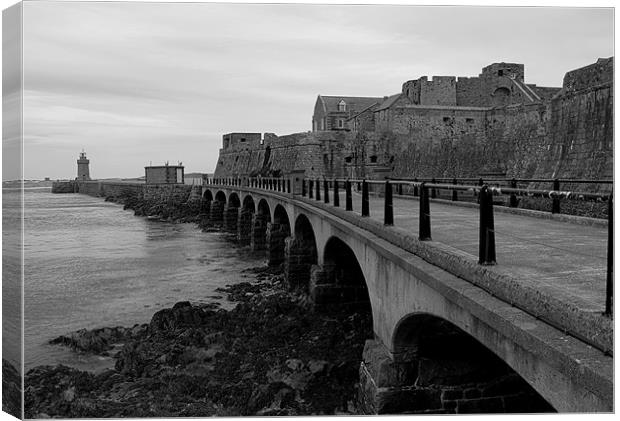 Castle Cornet and Lighthouse Guernsey Canvas Print by Mick Vogel