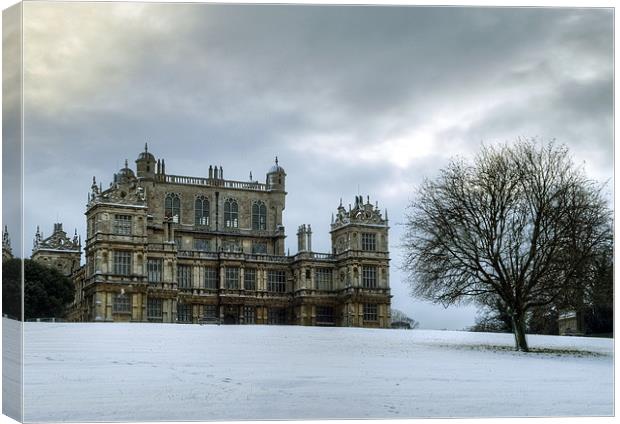Wollaton Hall in the Snow Canvas Print by Tracey Whitefoot