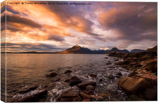 Elgol Sunset  Canvas Print by Tracey Whitefoot