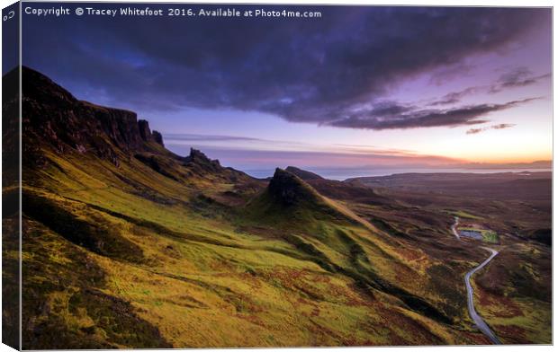 Sunrise at the Quiraing  Canvas Print by Tracey Whitefoot