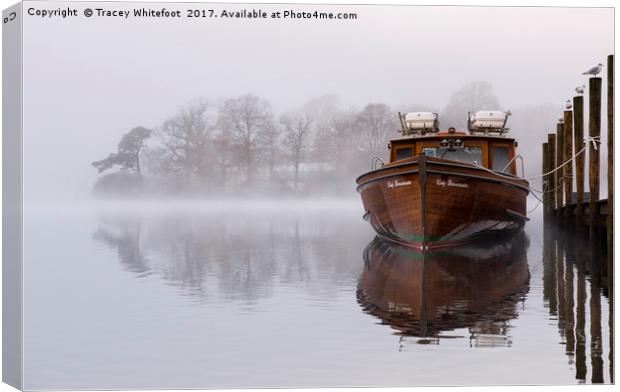 Moored in the Mist  Canvas Print by Tracey Whitefoot
