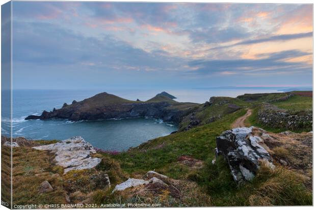 Sunrise over the Rumps on the North Cornish Coast of Cornwall Canvas Print by CHRIS BARNARD