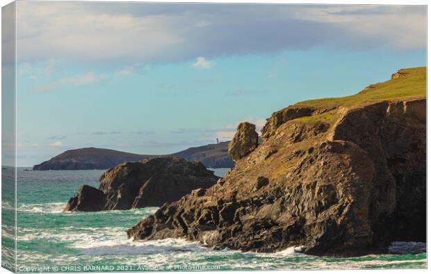 Headland at Porthcothan Cornwall Canvas Print by CHRIS BARNARD