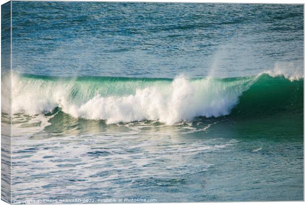 Waves at Holywell Bay Canvas Print by CHRIS BARNARD