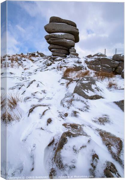 Cheesewring In Winter Canvas Print by CHRIS BARNARD