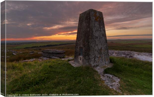 Trigpoint at Sunset Canvas Print by CHRIS BARNARD