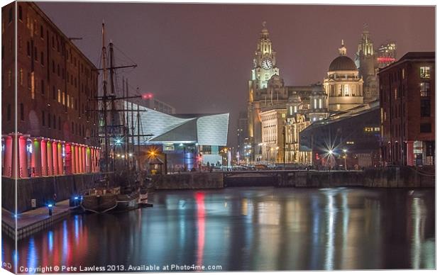 Liverpool at night Canvas Print by Pete Lawless