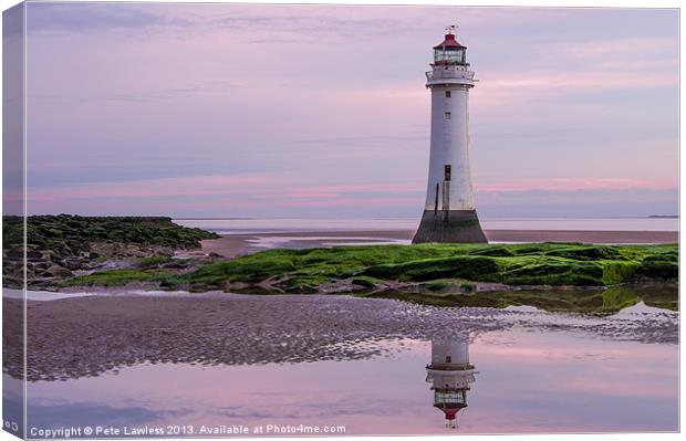 Lighthouse reflection Canvas Print by Pete Lawless