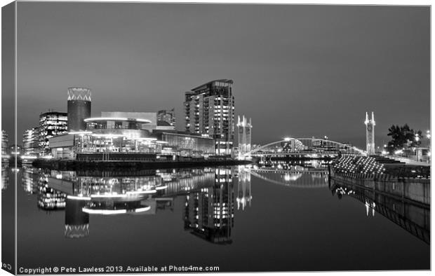 Manchester at night mono Canvas Print by Pete Lawless