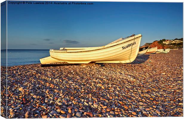 Boats on Budleigh Salterton Beach Canvas Print by Pete Lawless