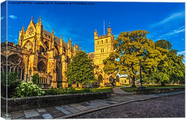  Exeter Cathedral in the glow of the morning Sun. Canvas Print by Pete Lawless