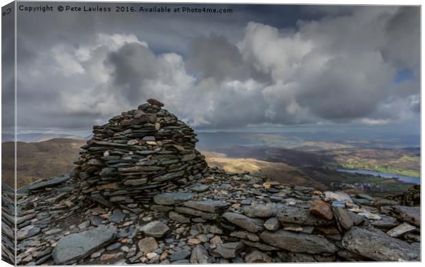 Top of the Old Man of Coniston Canvas Print by Pete Lawless