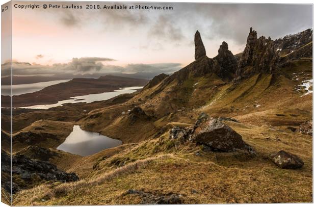 Old Man of Storr Sunrise Canvas Print by Pete Lawless