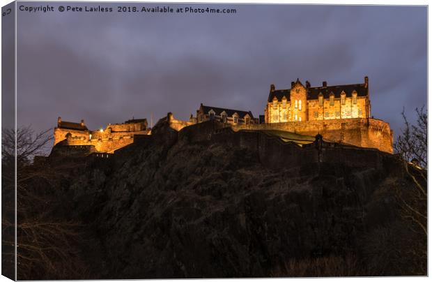 Edinburgh Castle at Night Canvas Print by Pete Lawless