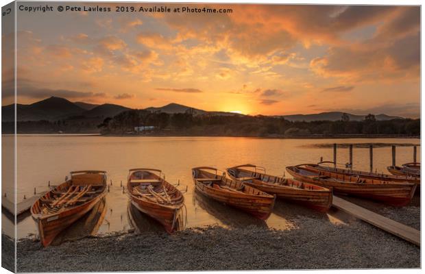 Derwent Water Sunset Canvas Print by Pete Lawless