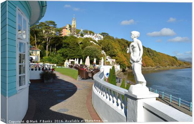 Port Meirion Key side Canvas Print by Mark  F Banks