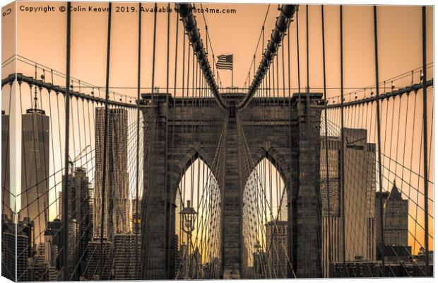 Brooklyn Bridge at Dawn Canvas Print by Colin Keown