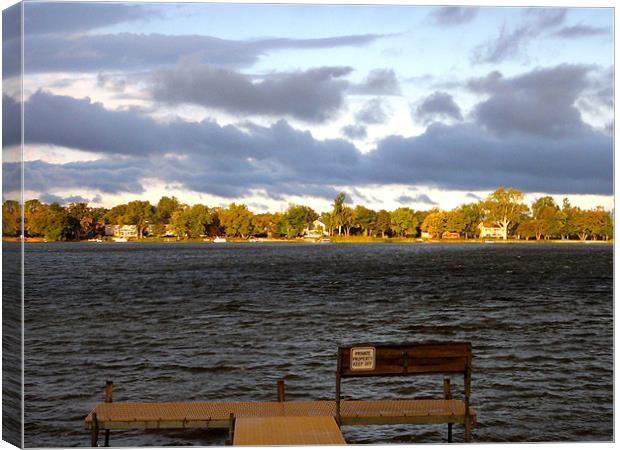 Morning Lake Glowing Horizon Canvas Print by Tyrone Boozer