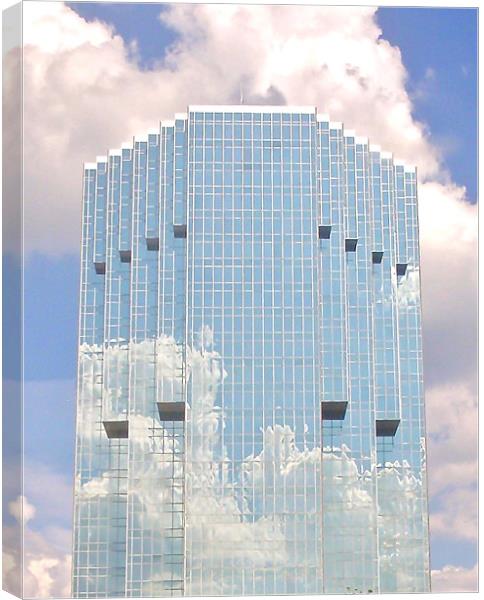 Cloud Reflecting Mirror Building Canvas Print by Tyrone Boozer