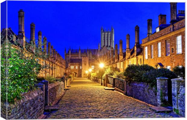 Vicars Close and Wells Cathedral Somerset Canvas Print by austin APPLEBY