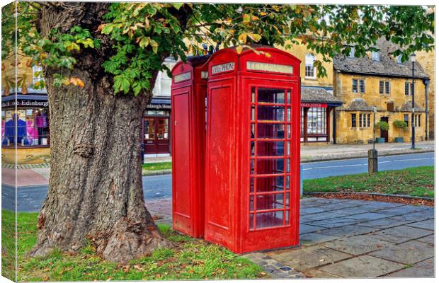 Broadway Telephone Boxes Cotswolds Worcestershire Canvas Print by austin APPLEBY