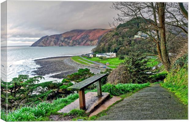 Lynmouth and Countisbury Hill Exmoor Canvas Print by austin APPLEBY