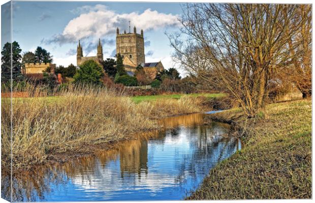 Tewkesbury Abbey Reflections Gloucestershire Canvas Print by austin APPLEBY