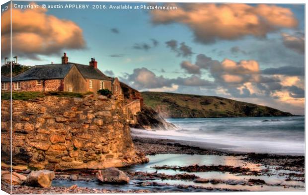 Wembury Beach And Clouds Canvas Print by austin APPLEBY