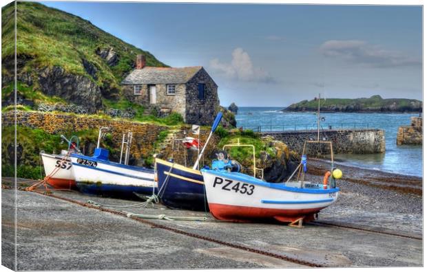 Mullion Cove Harbour Fishing Boats Canvas Print by austin APPLEBY