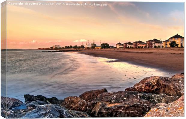 Minehead Seafront and Butlins Canvas Print by austin APPLEBY