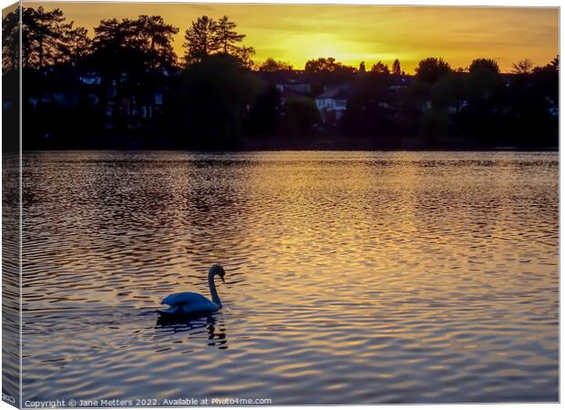 A Glorious Glow on the Lake  Canvas Print by Jane Metters