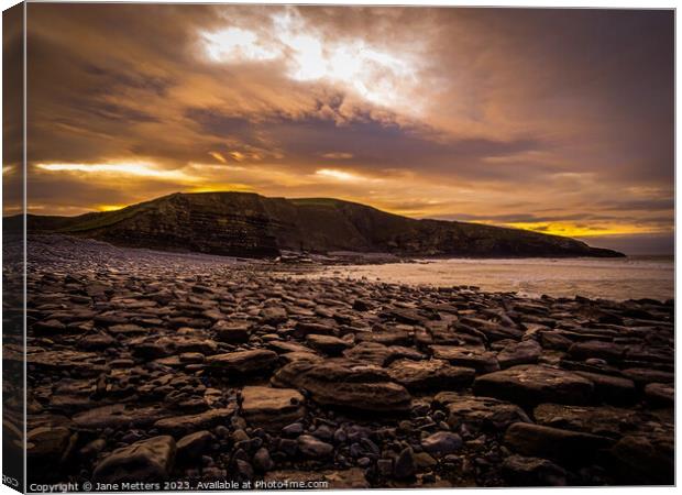 Clouds above Dunraven Bay  Canvas Print by Jane Metters