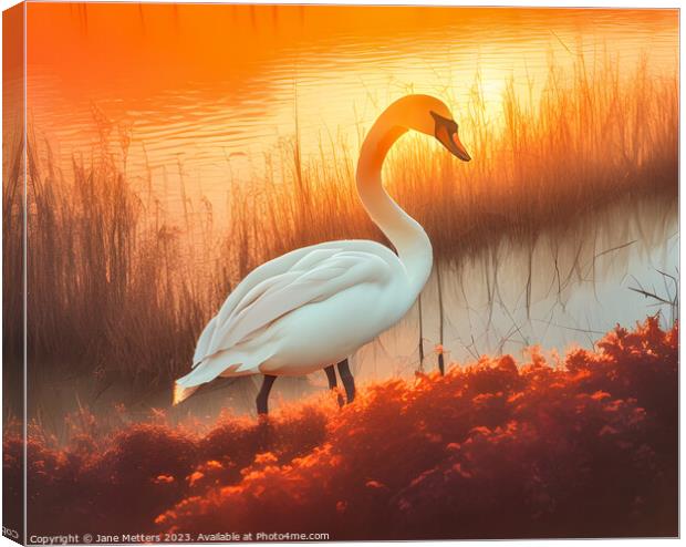 A Majestic Swan Canvas Print by Jane Metters