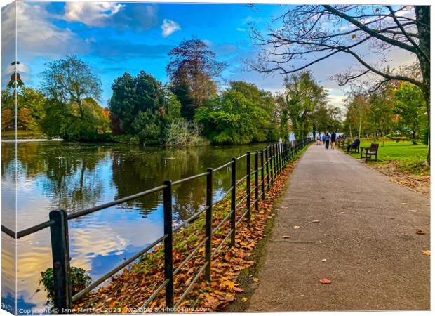 A Stroll around the Lake  Canvas Print by Jane Metters