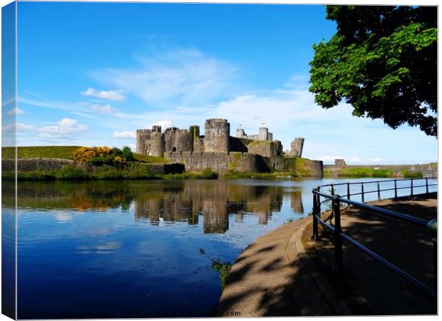 Caerphilly Castle                                Canvas Print by Jane Metters