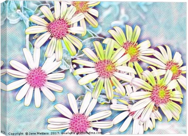 Daisies in Pastel Shades Canvas Print by Jane Metters