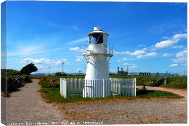       East Usk Lighthouse                          Canvas Print by Jane Metters
