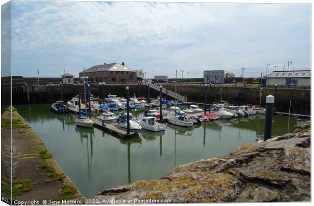 Porthcawl Harbour Canvas Print by Jane Metters