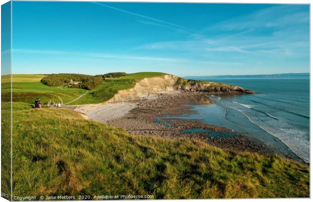 Southerndown in the Evening Canvas Print by Jane Metters