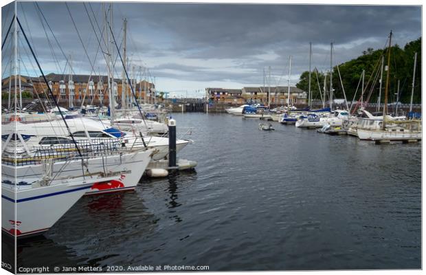 Marina in Penarth  Canvas Print by Jane Metters